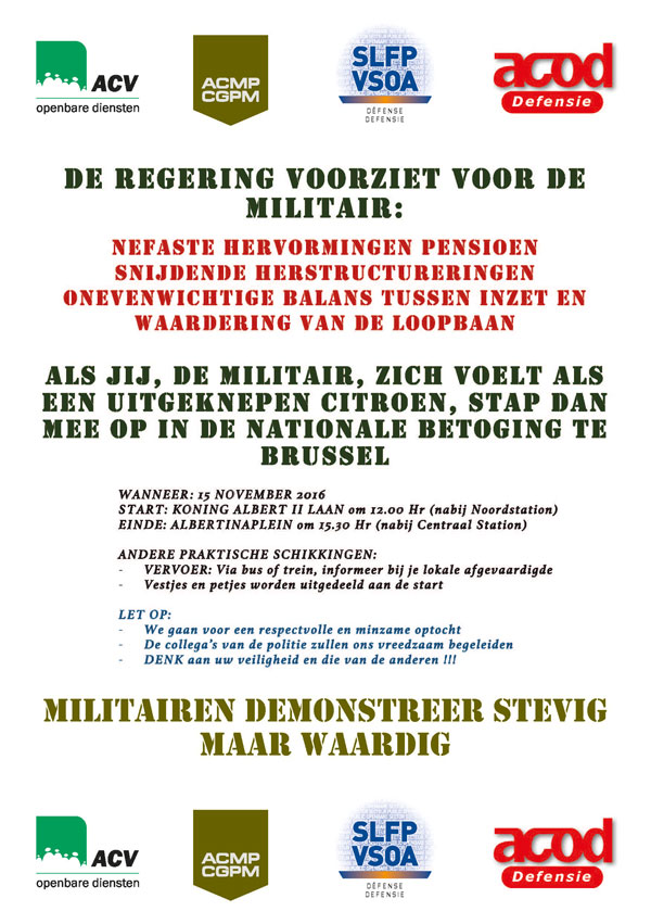 Pamflet manifestatie 15 november 2016