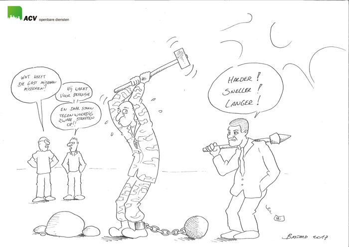 Cartoon uitbuiting militair personeel
