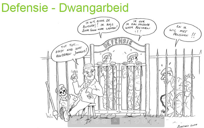 cartoon Defensie - dwangarbeid